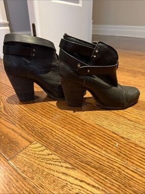 Black Women's Ankle Booties with Strap Accent